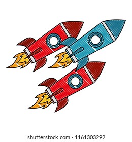 three rockets space travel exploration