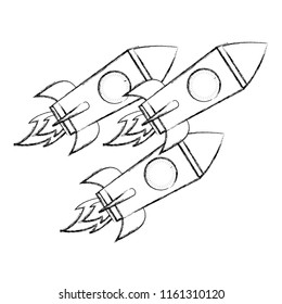 three rockets space travel exploration