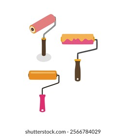 Three Rolling brush vector illustrations