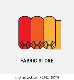Three rolls of fabric. Fabric store icon