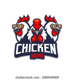 three rooster unique mascot logo design for e sport, gaming or team