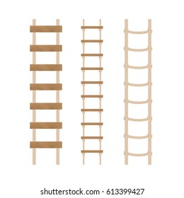 Three rope ladders on a white background.Vector illustration.