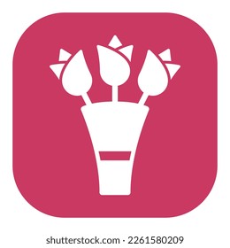 Three roses in a bouquet - icon, illustration on white background, color glyph style