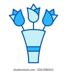 Three roses in a bouquet - icon, illustration on white background, similar style