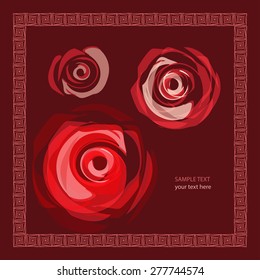 three roses in frame