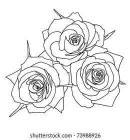 Three Roses Hand Drawn Style Stock Vector (Royalty Free) 73988926 ...