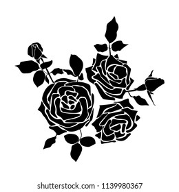 Three roses silhouette