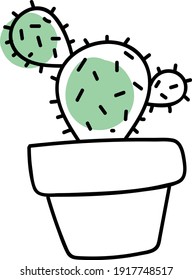 Three round cute cactuses, illustration, vector on white background.