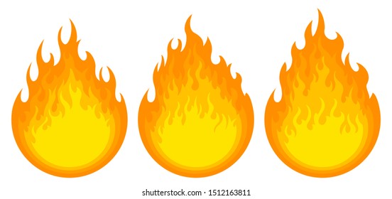 Three round fire frames. Fire design element