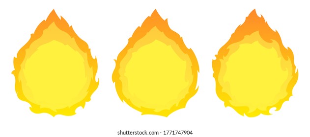 Three round fire frames. Fire design element