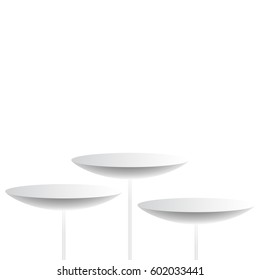 Three Round pedestals isolated on white background