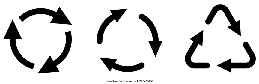 Three rounded arrows forming circle and triangle shape - simple cycle  or change icon