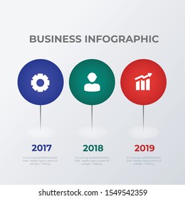 Three rounds infographic template design. Business concept infograph with 3 options, steps or processes. Vector visualization can be used for workflow layout, diagram, annual report, web