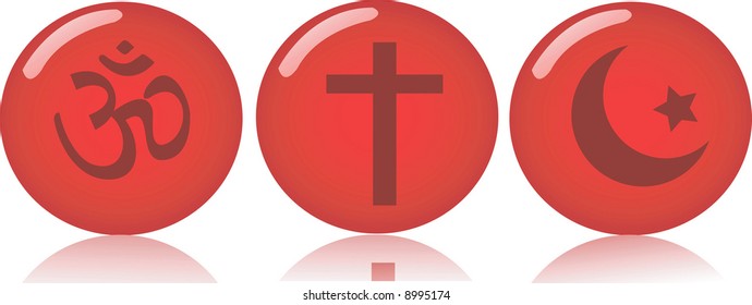three rounds with religious symbols	