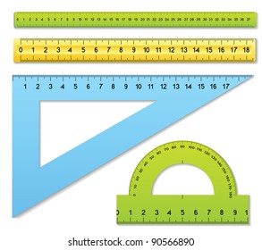 The three rulers and one protractor