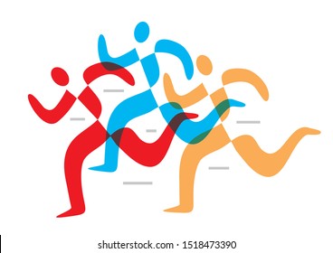 Three Runners Running Race Symbol Colorful Stock Vector (Royalty Free ...