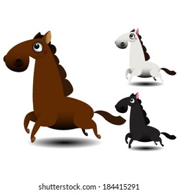 Three running horse. Vector illustration 