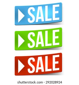 Three sale stickers. Isolated vector vector illustration.