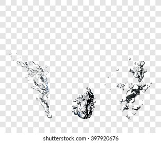 Three sample of vectorized Soap Water Bubbles. Transparent Isolated Realistic Design Elements. Can be used with any Background.