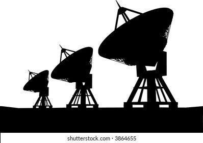 Three Satelite Dishes Over Sunset