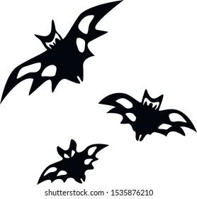 Three scary bats are flying