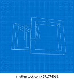 Three schematic rectangular 3D frames for your presentation