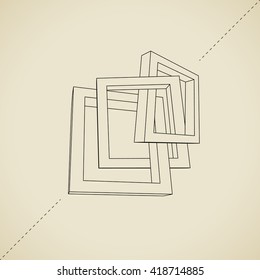 Three schematic rectangular 3D frames for your presentation