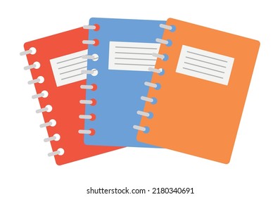 Three school notebooks on a white background - Vector illustration