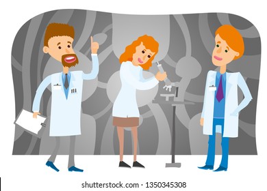 Three scientists, doctors discuss the problem, argue.