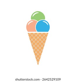 Three scoop ice cream cone sweet treat summer dessert