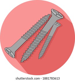 Three screws ,illustration, vector on white background.