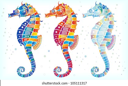 Three seahorses