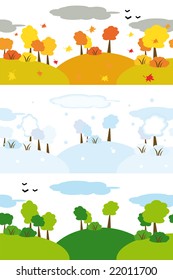 Three seamless backgrounds with seasons