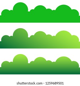 three seamless gradient green bush object vector illustration