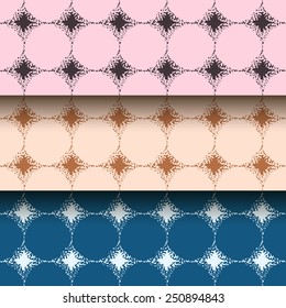 Three seamless graphical patterns. Hand dotted, editable colors, without gradients and clipping mask. 