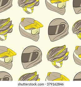 Three seamless motorcycle helmets