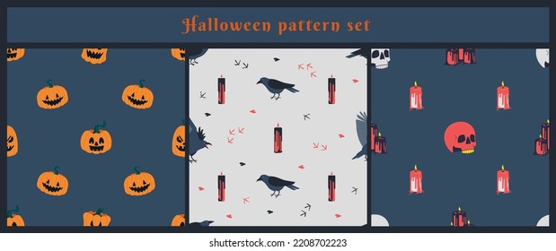 Three seamless patterns on a halloween theme
