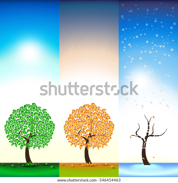 Three Seasons Summer Autumn Winter Tree Stock Vector (Royalty Free ...