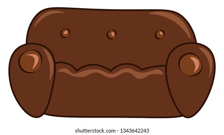 A three seater sofa of brown color vector color drawing or illustration
