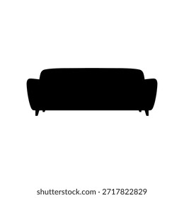 Drei Sitzer Sofa Silhouette Vektor flache Illustration Design.