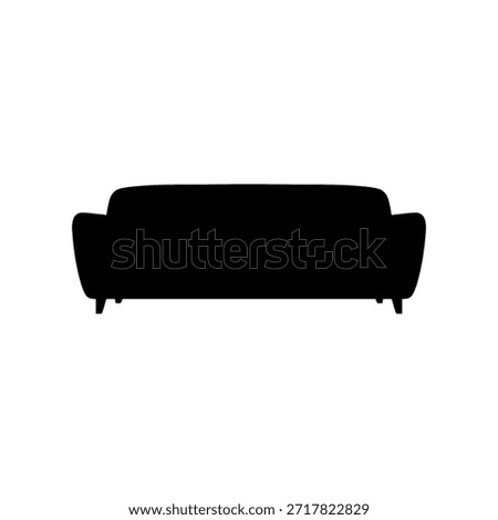 Three seater sofa silhouette vector flat illustration design.