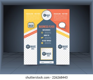 Three Section Cover Vector Design Template Set Flyer, Business Brochure, Catalog 