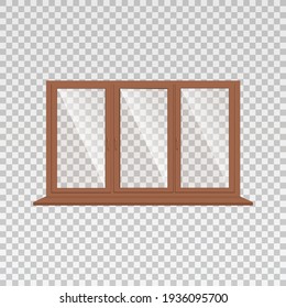 Three section window frame with sill realistic vector illustration isolated.