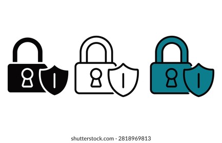 Three security icons showing lock and shield with numbers one