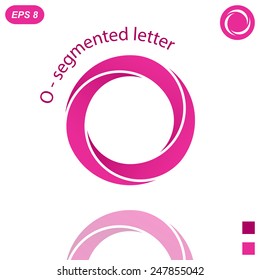 Three segmented o letter logo concept with reflection, 3d illustration, isolated, vector, eps 8