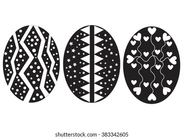 Three set Easter eggs black and white