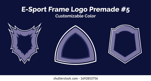 three set Esport shield frame Logo premade, customizable color