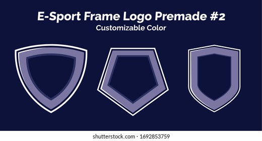 three set Esport shield frame Logo premade, customizable color