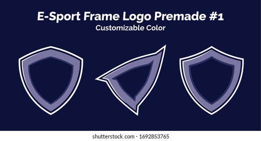 three set Esport shield frame Logo premade, customizable color