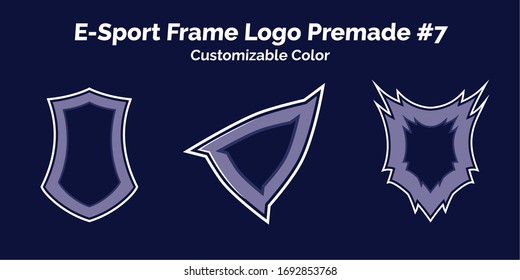 three set Esport shield frame Logo premade, customizable color